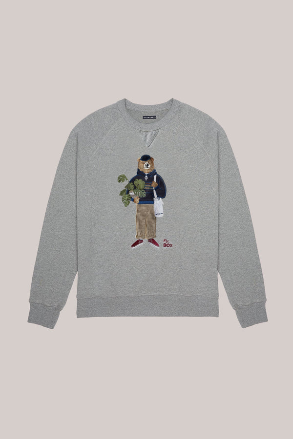 FELPA GIROCOLLO MR BOX PIANTA GRIGIO MELANGE